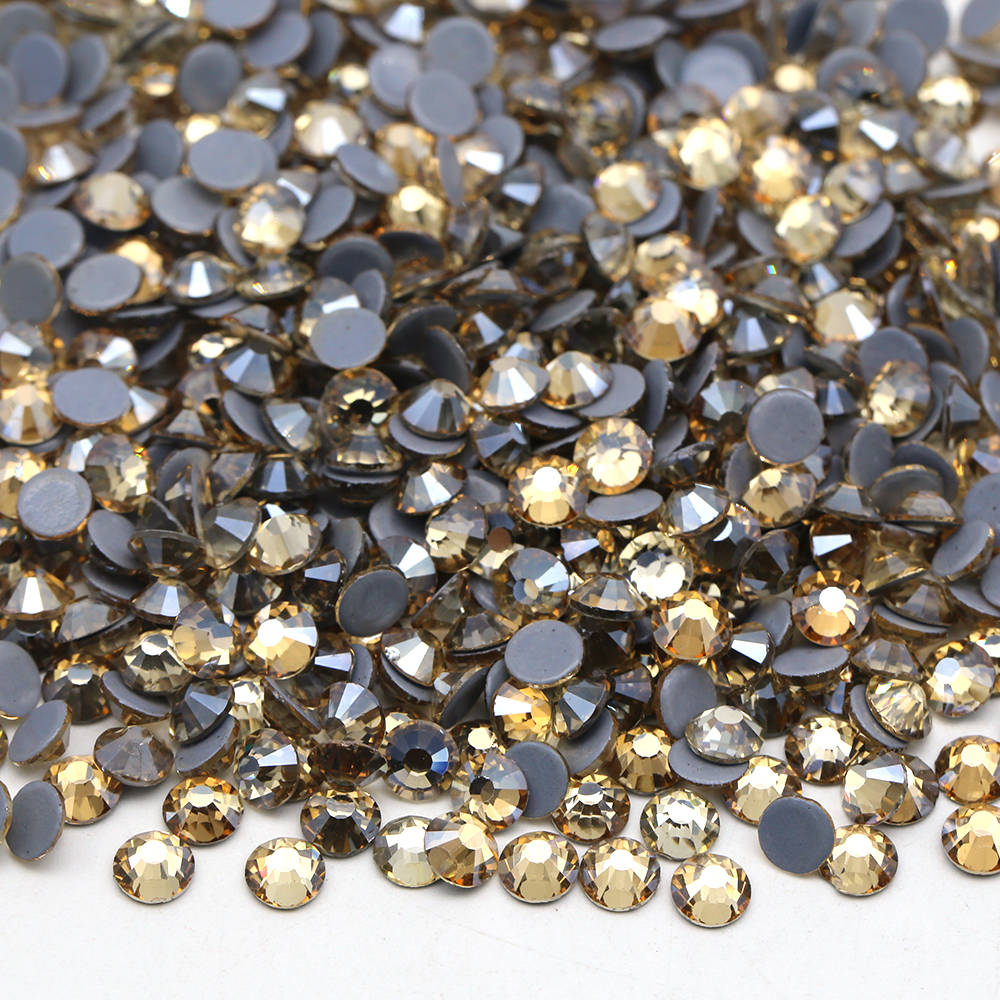 XULIN Rhinestone B39#Golden Shadow Flatback Glass Hotfix Rhinestone ...