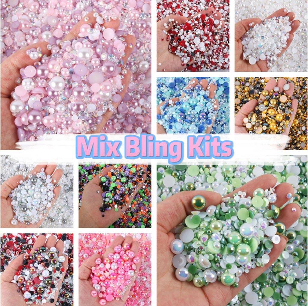 XULIN Resin Rhinestone And ABS Half Round Pearl Mi