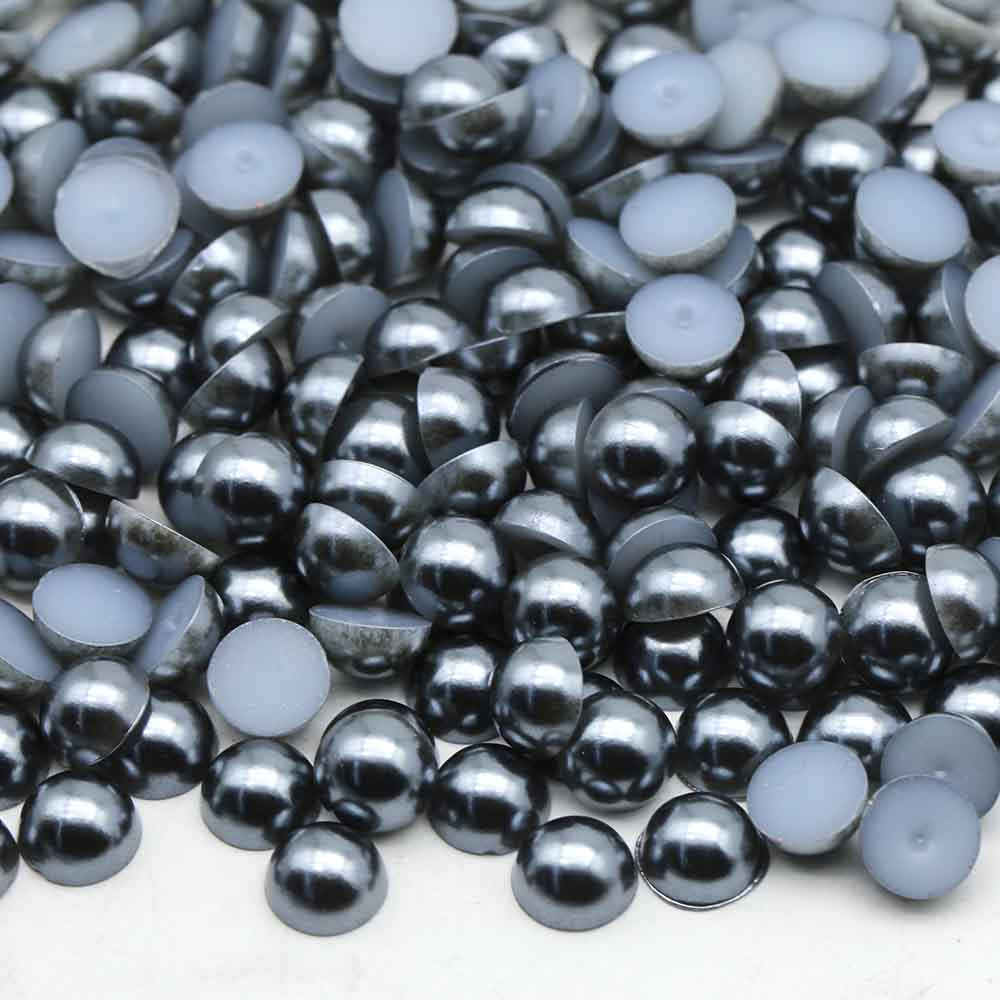 XULIN Pearl FP23#DK Silver Grey Color Flatback Round ABS Half Pearl