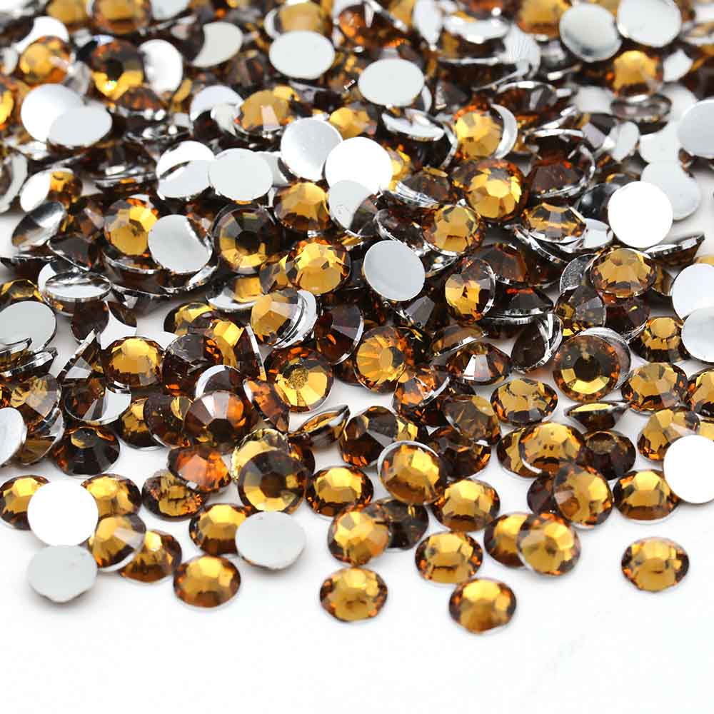 XULIN Rhinestone D20#Smoked Topaz Wholesake Flatback Sliver Bottom Resin Rhinestone