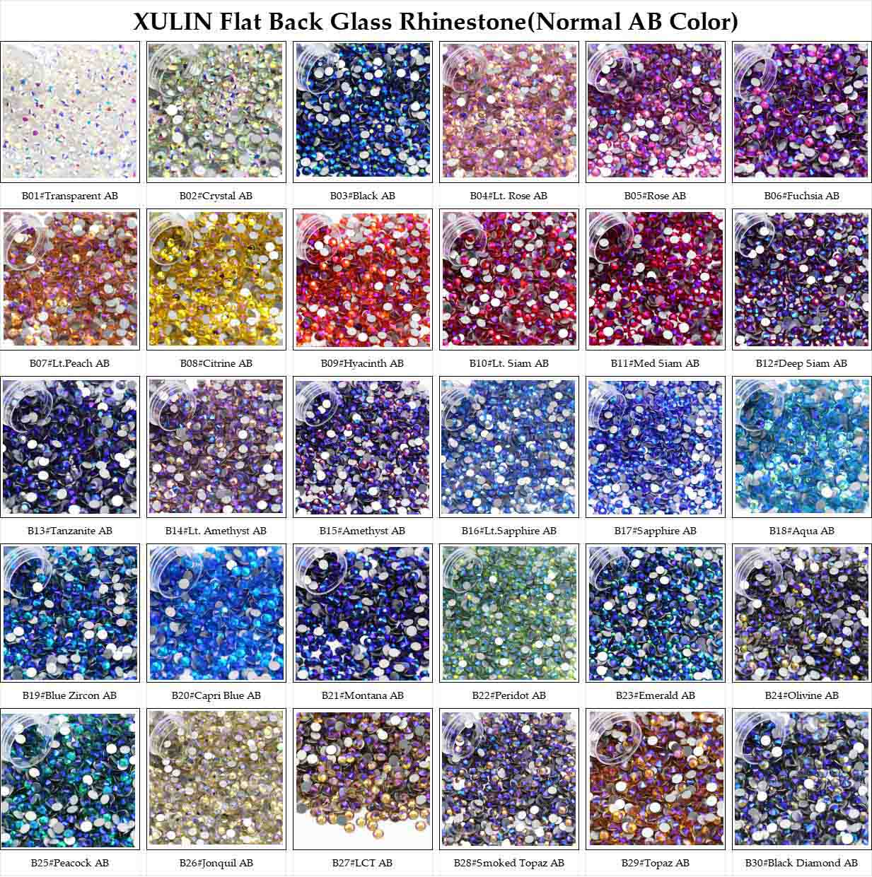 XULIN Flat Back Glass Rhinestone(Normal AB Color).jpg